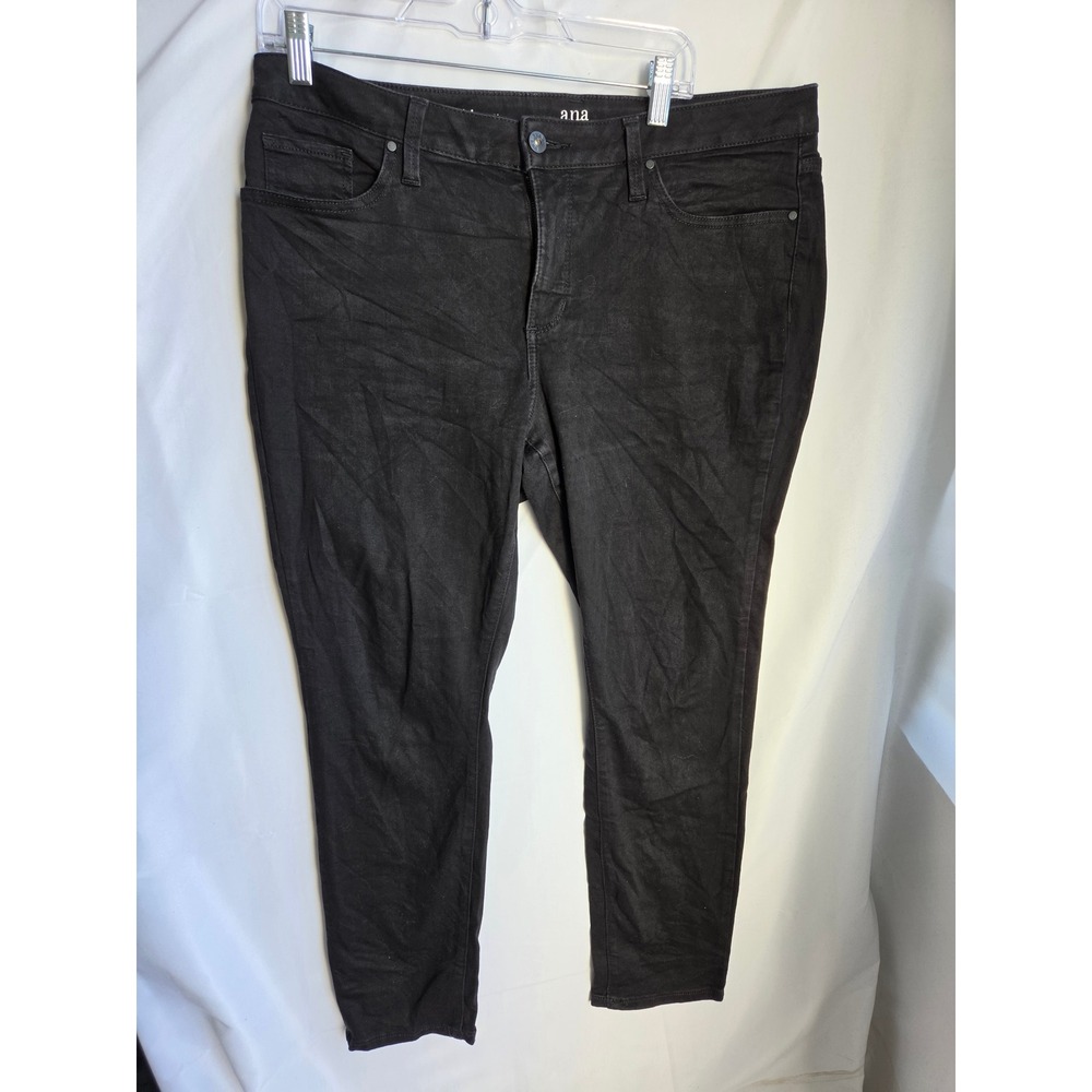 a.n.a Curvy Jeans Womens Black Dark Wash Skinny Mid Rise Tapered Leg